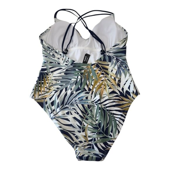 Hurley Tropical Leaf Print One-Piece Swimsuit Cross-Back Straps Women SZ XL - Picture 11 of 12